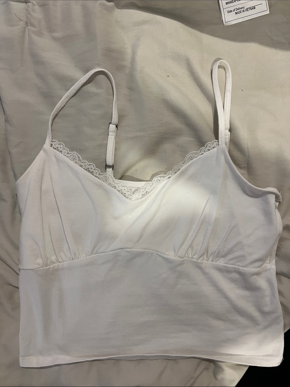 Hollister White Lace-Trim Bralette Cami